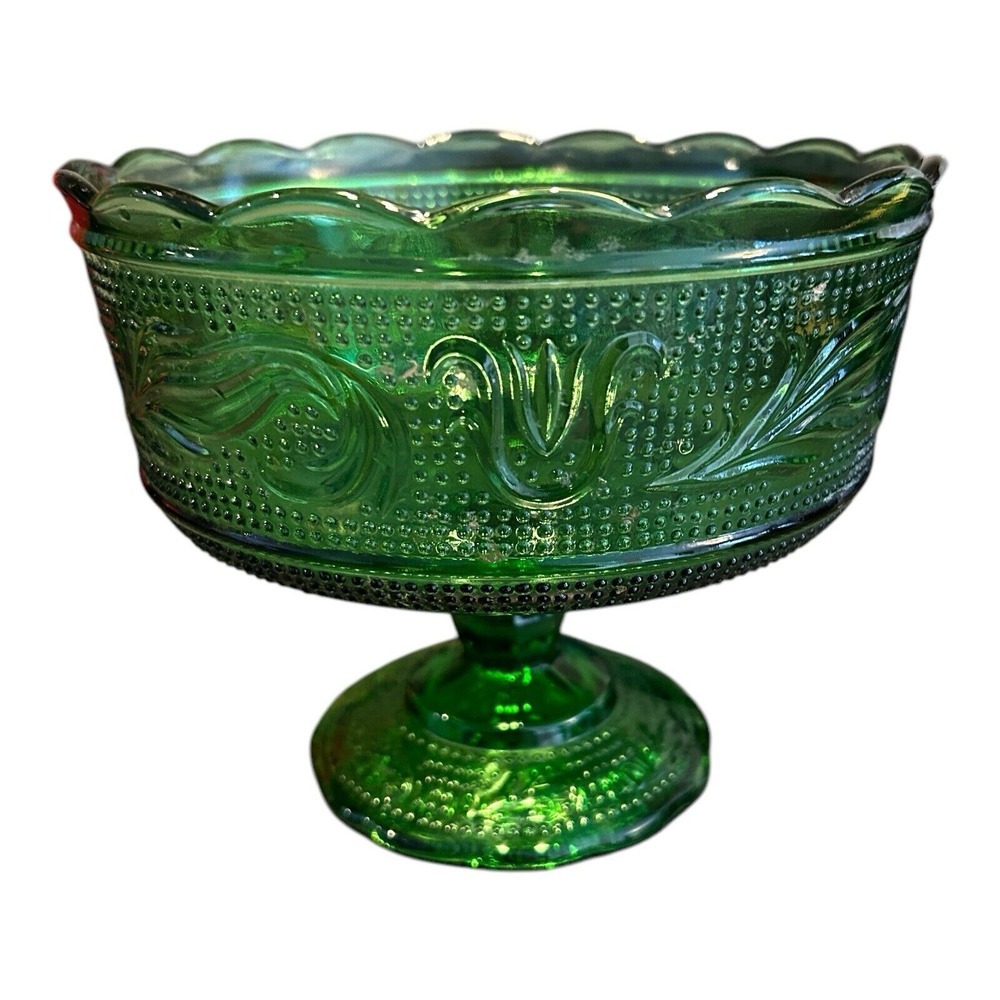 Emerald Green Glass Footed Compote Fruit/Candy Bowl E.O.‎ BRODY CO M6000